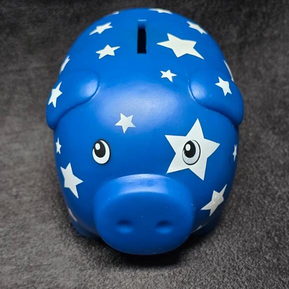 Posh Pigs - Superstar Blue w. Star's Piggy Bank Bud by DesignRoom - Picture 1 of 14